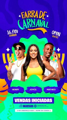 Carnaval Farra de Carnaval 16 Fevereiro Vendas Iniciadas PSD Editável