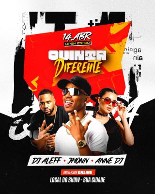 Quinta Diferente 14 ABR DJ Aleff Jhonn Anne DJ PSD Editável