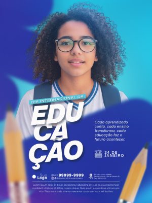 Educação Dia Internacional da Educação Flyer Post PSD Editável