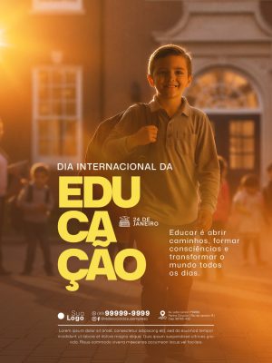 Educação Dia Internacional 24 de Janeiro Post Escola PSD Editável