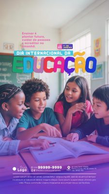 Educação Dia Internacional 24 de Janeiro Escolar Story PSD Editável