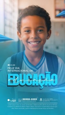 Educação 24 Jan Feliz Dia Internacional da Educação Story PSD Editável