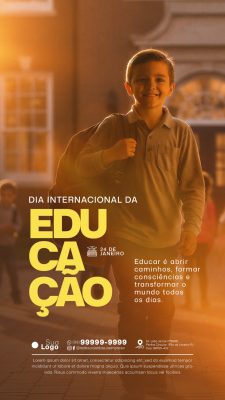 Dia da Educação 24 de Janeiro Story PSD Editável