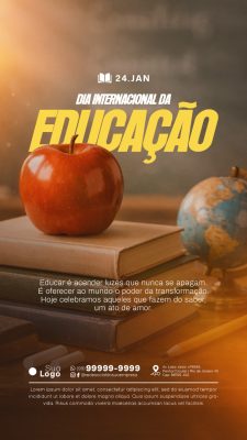 Educação 24 Jan Dia Internacional da Educação Story Redes Sociais PSD Editável
