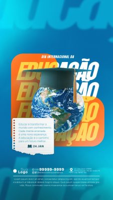 Educação Dia Internacional da Mente Conhecimento 24 Janeiro Story PSD Editável