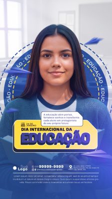 Educação 24 Janeiro Dia Internacional Arte Story Redes Sociais PSD Editável
