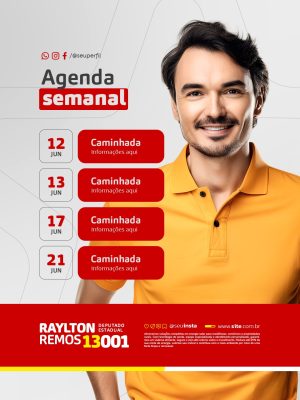 Eleição Agenda Semanal Raylton Remos Deputado Estadual com Caminhadas PSD Editável