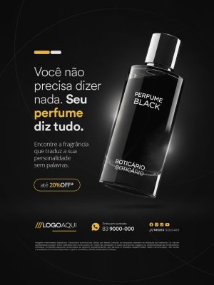 Perfumaria Perfume Black Boticário Seu perfume Diz Tudo até 20% Off PSD Editável