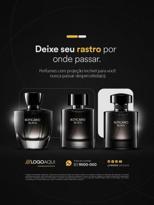 Perfumaria Boticário Black Deixe Seu Rastro Perfumes com Projeção Incrível PSD Editável