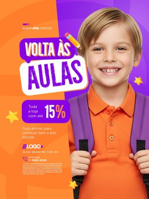 Papelaria Volta às Aulas Ganhe 15% Desconto no Material Escolar PSD Editável