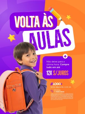 Papelaria Volta às Aulas Mochila Escolar com Oferta PSD Editável