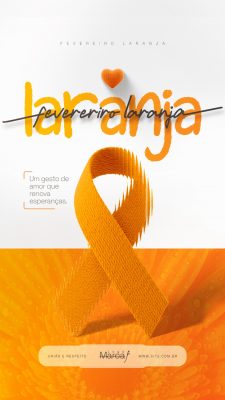 Fevereiro Laranja Um Gesto de Amor e União Post PSD Editável