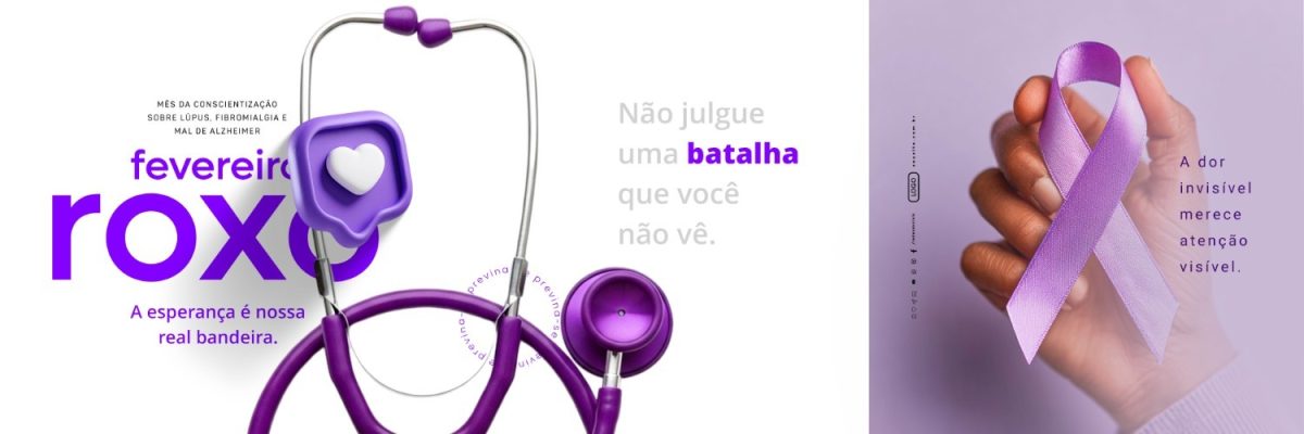 Carrossel Fevereiro Roxo Conscientização Lupús Fibromialgia Alzheimer PSD Editável