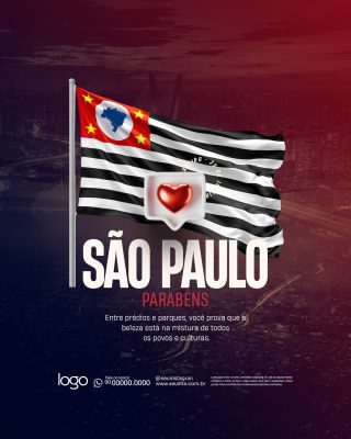 São Paulo Parabéns Homenagem à Cidade Festiva PSD Editável