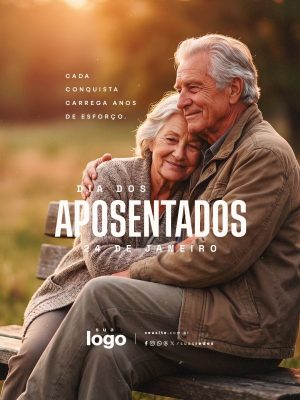 Dia dos Aposentados 24 de Janeiro Cada Conquista Carrega Anos PSD Editável