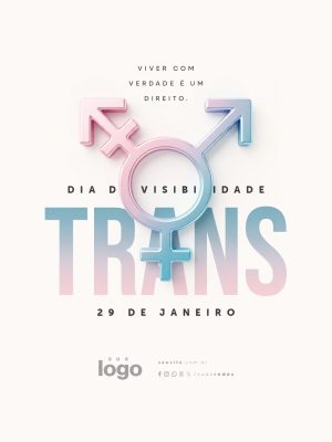 Dia da Visibilidade Trans 29 de Janeiro Viver Com Verdade é um Direito PSD Editável