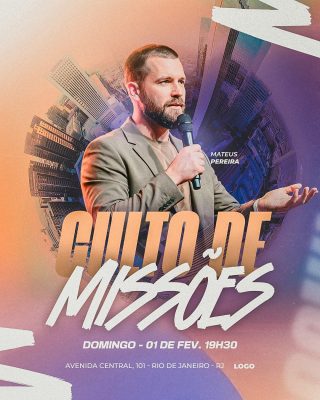 Flyer Culto de Missões  Convite Evento PSD Editável