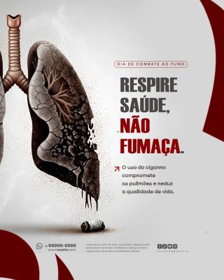 Antifumo Respire Saúde Não Fumaça Dia de Combate ao Fumo PSD Editável