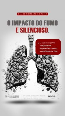 Dia Combate ao Fumo O Impacto é Silencioso Campanha Educativa PSD Editável