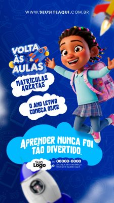 Volta às Aulas 2025 Matrículas Abertas Aprender é Divertido PSD Editável