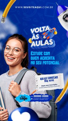 Volta às Aulas Estude com Quem Acredita no Seu Potencial PSD Editável