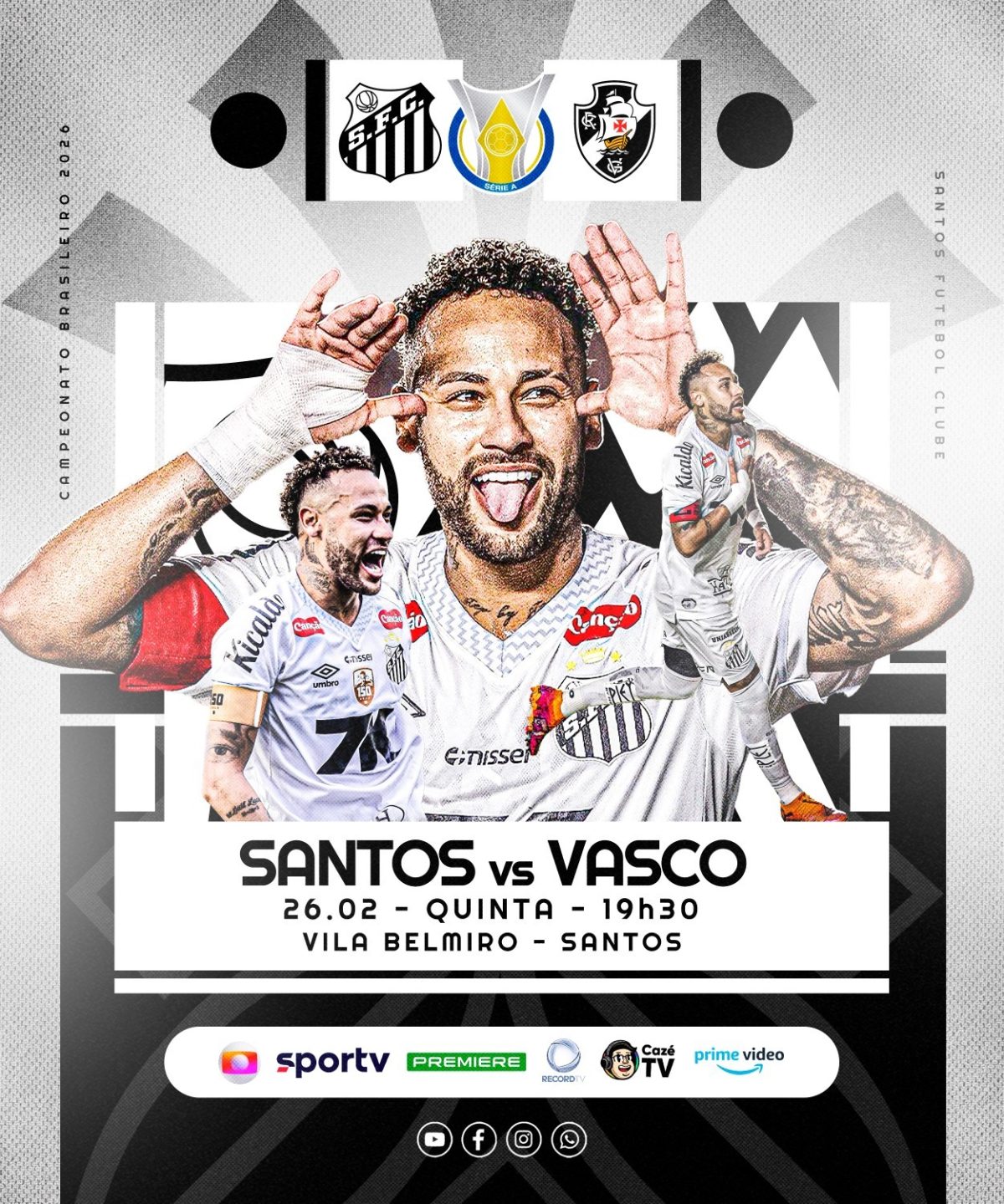 Futebol Campeonato Brasileiro 2026 Santos vs Vasco Layout PSD Editável
