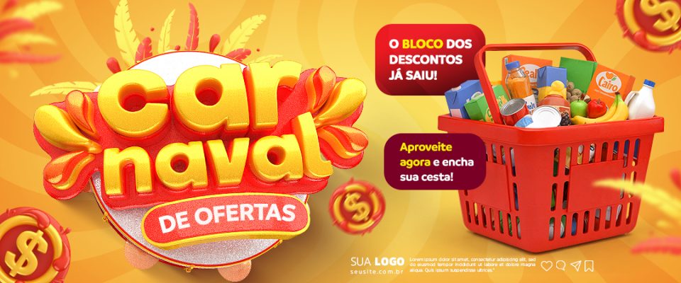 Carnaval de Ofertas O Bloco dos DescontosPSD Editável