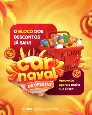 Carnaval de Ofertas Bloco dos Descontos  PSD Editável