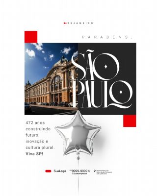 São Paulo Aniversário 25 Janeiro Celebração 472 Anos PSD Editável