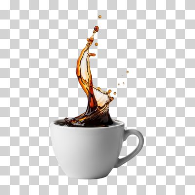 Café Xícara Branca Jato de Café Salpicando PNG Transparente