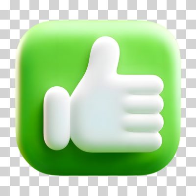 Ícone 3D Curti Curtir Sinal de Aprovado Positivo PNG Transparente