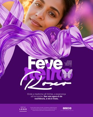 Fevereiro Roxo Conscientização Doenças Crônicas Banner PSD Editável