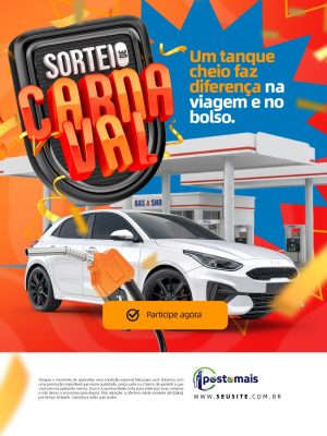 Posto de Gasolina Sorteio de Carnaval Carro e Combustível PSD Editável