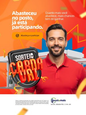 Posto de Gasolina Sorteio de Carnaval Abasteça e Ganhe PSD Editável