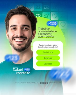 Política Campanha Rafael Monteiro Trabalhar com Seriedade PSD Editável