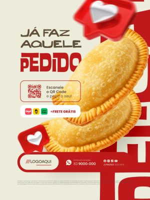 Pastelaria Pastel Já Faz Aquele Pedido Frete Grátis Delivery PSD Editável