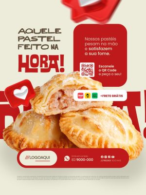 Pastelaria Pastel Feito na Hora Frete Grátis Delivery PSD Editável