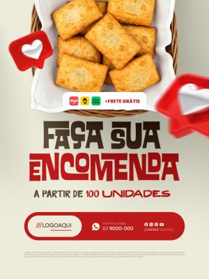 Pastelaria Promoção Faça Sua Encomenda Frete Grátis PSD Editável