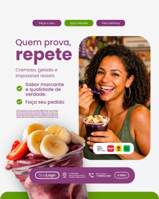 Açaiteria Açaí Gelado Quem Prova Repete PSD Editável