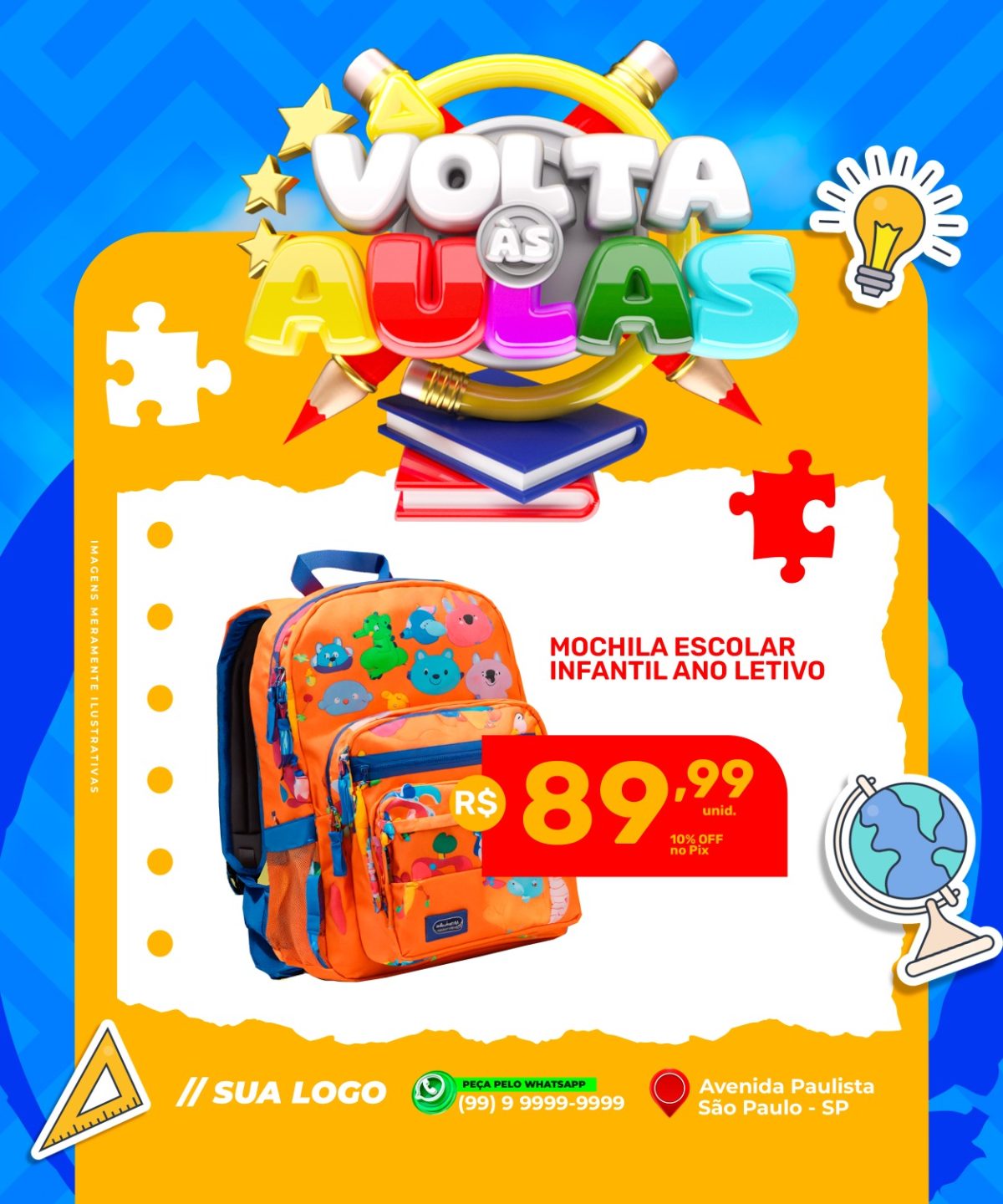 Volta às Aulas Mochila Infantil Oferta Especial PSD Editável