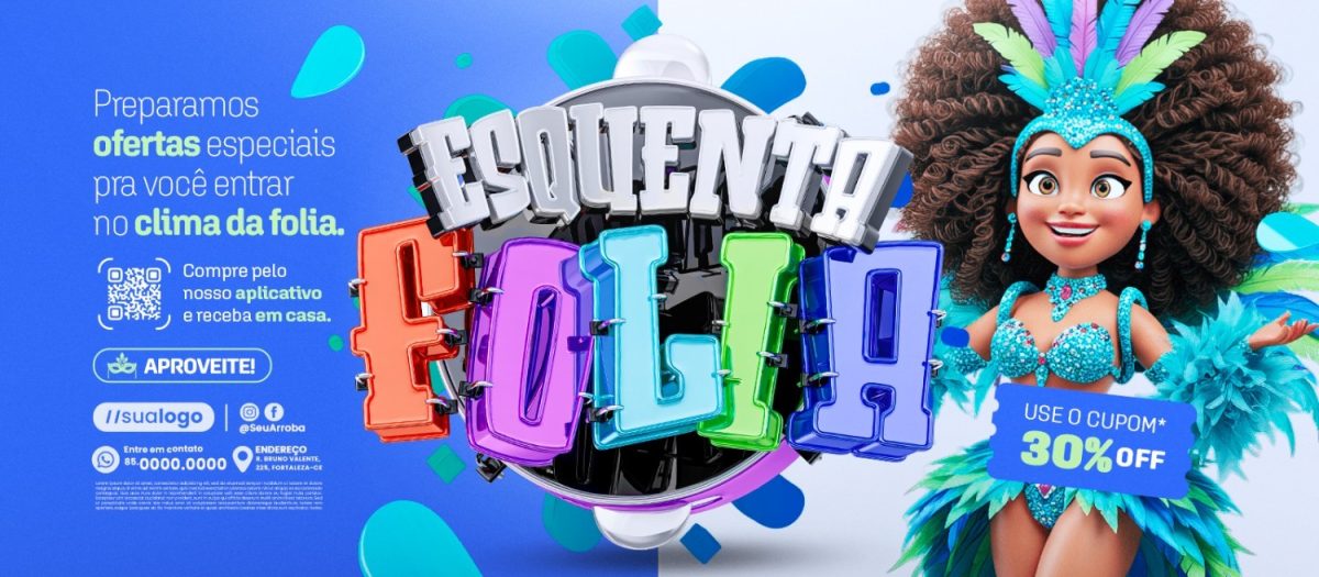 Banner Supermercado Esquenta Folia Ofertas Especiais 30% Off PSD Editável