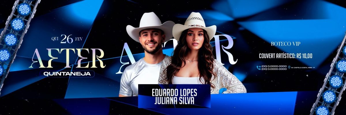 Carrossel Flyer Festa Boteco VIP After Quintaneja Com Eduardo Lopes e Juliana Silva PSD Editável