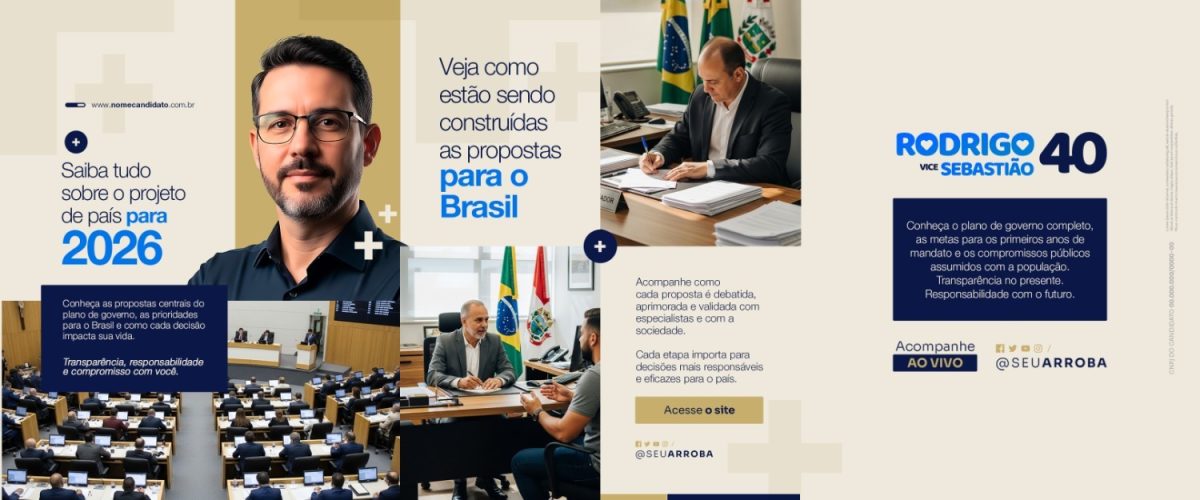 Política Eleições 2026 Rodrigo Vice Sebastião Projeto Para o Brasil PSD Editável
