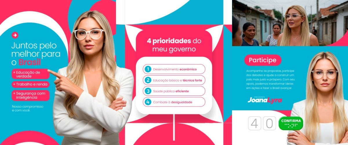Carrossel Campanha Política Juntos Pelo Brasil e 4 Prioridades do Governo PSD Editável