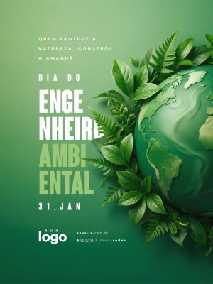 Dia do Engenheiro Ambiental 31 de Janeiro Proteção da Natureza PSD Editável