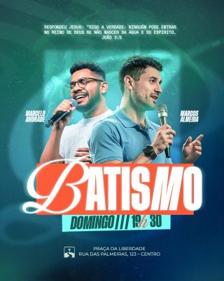 Batismo Comemoração Cristã Domingo 19h30 Evento Gospel PSD Editável