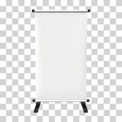 Roll Up Display Banner Branco Simples Frontal Mockup PNG Transparente