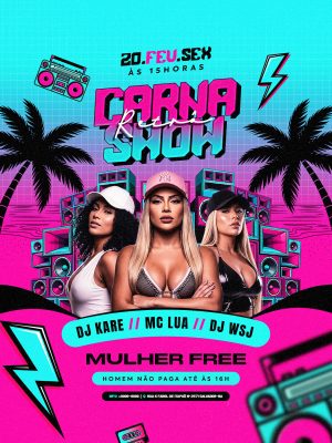 Flyer Carna Show Retrô Social Media Feed PSD Editável