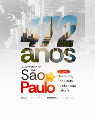 São Paulo 472 Anos Aniversário Celebra Sua História PSD Editável