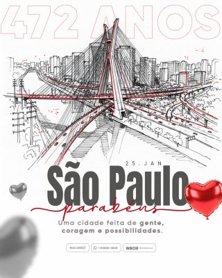 São Paulo 25 de Janeiro Aniversário da Cidade Template PSD Editável